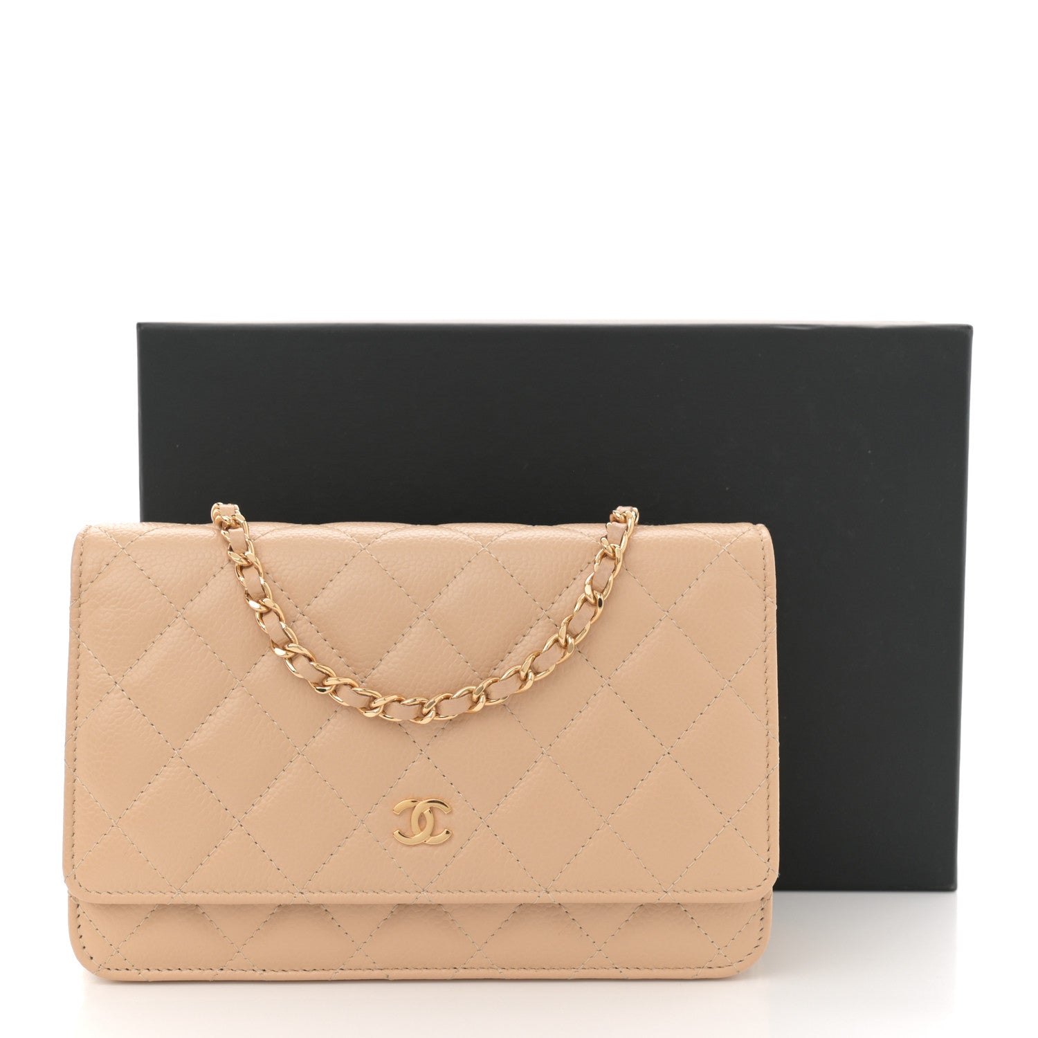 Chanel Caviar Quilted Wallet On Chain WOC Beige 11 of 11