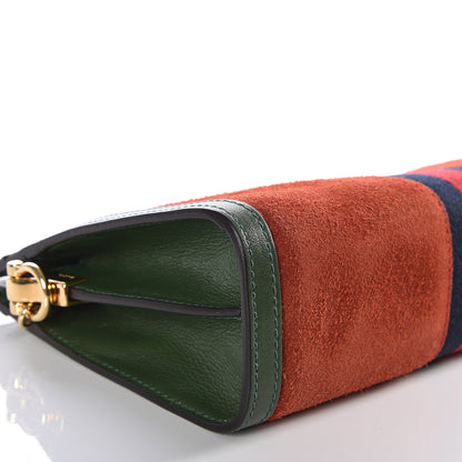 Gucci Suede Calfskin GG Web Small Ophidia Chain Shoulder Bag Brown Red Green 5 of 9