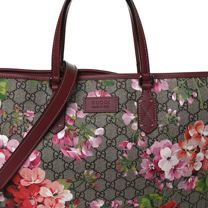 Gucci GG Supreme Monogram Blooms Medium Zippered Tote Beige Multicolor Dry Rose 9 of 15