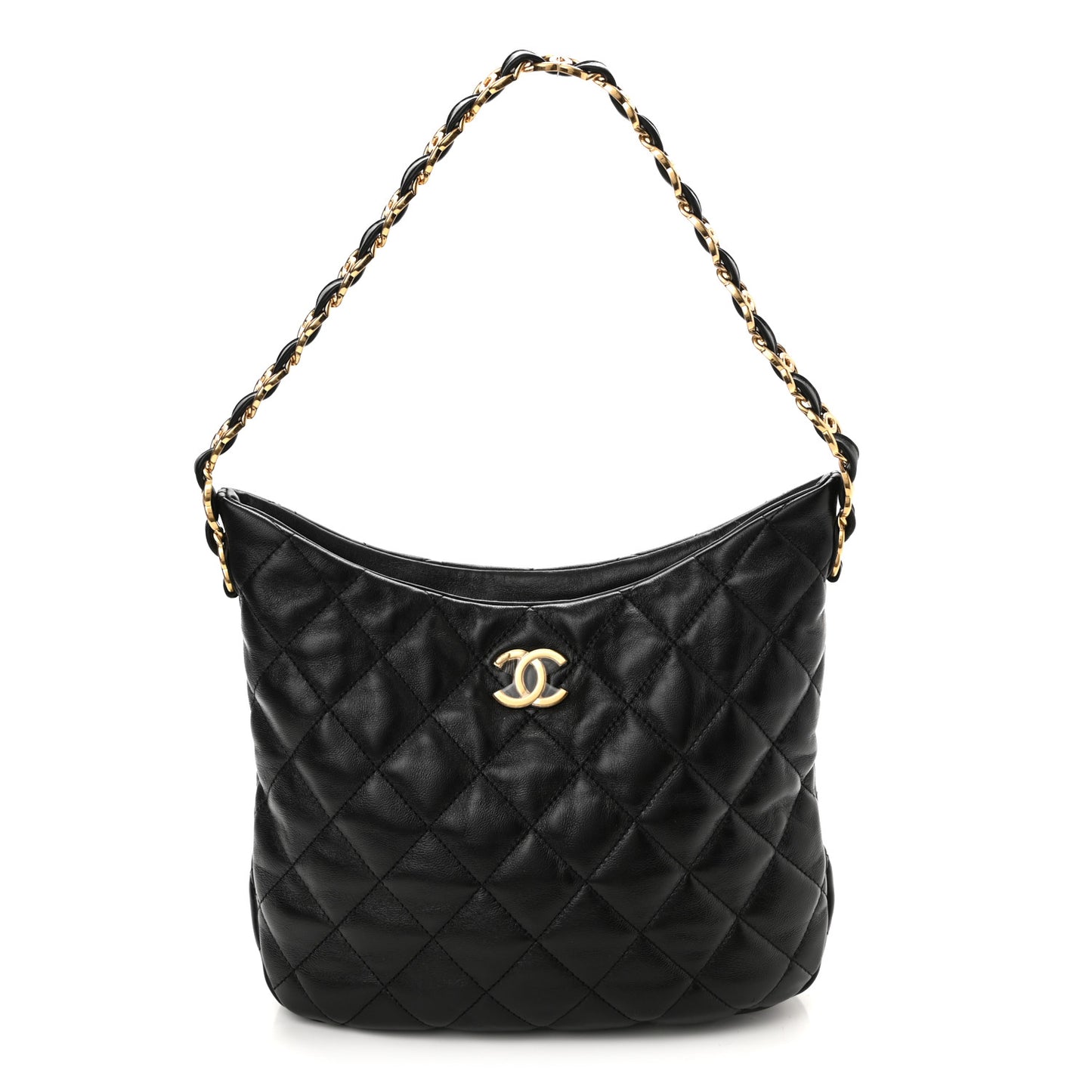 Lambskin Quilted Hobo Black