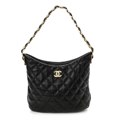 Chanel Lambskin Quilted Hobo Black 1 of 10