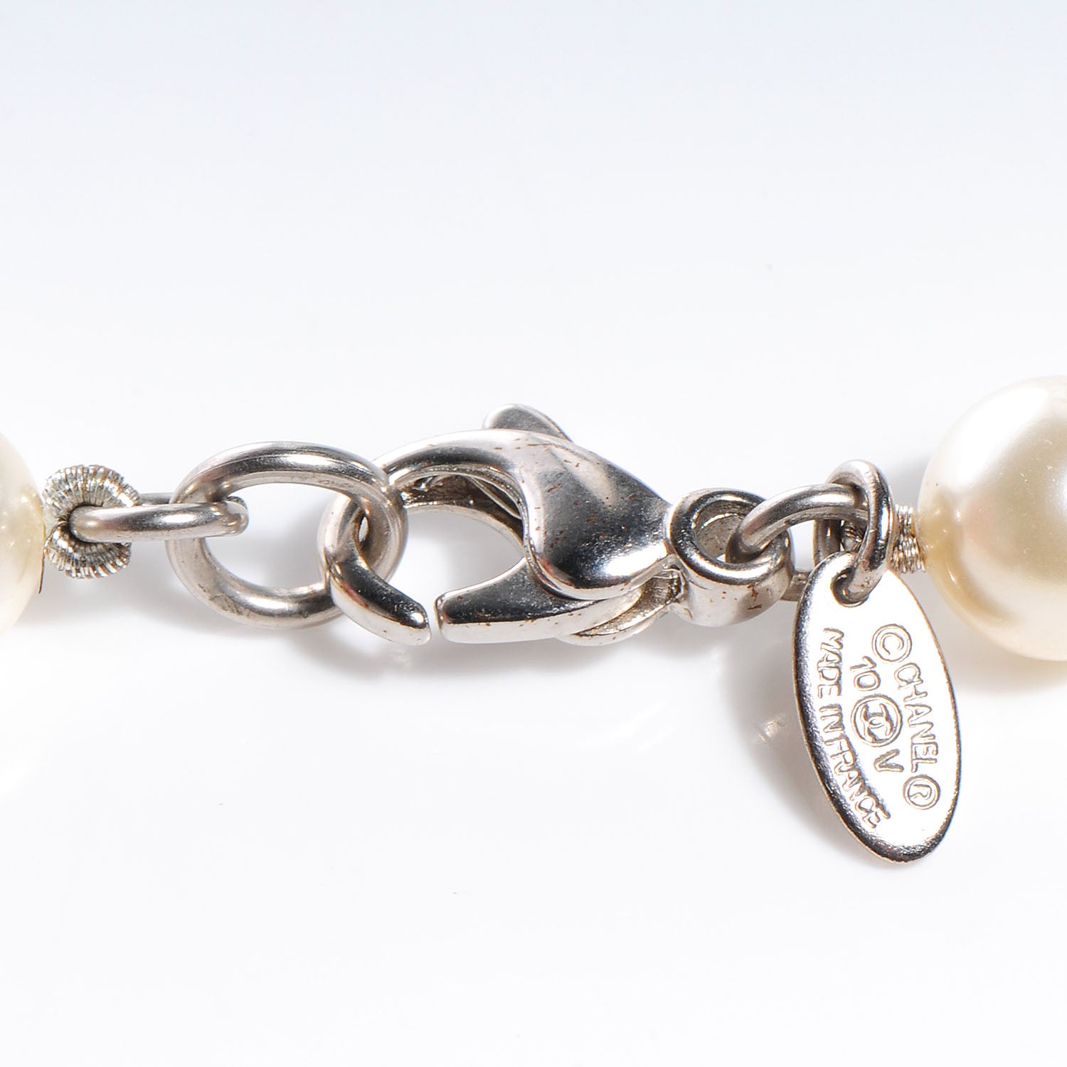 Chanel Pearl CC Long Necklace Silver 4 of 4