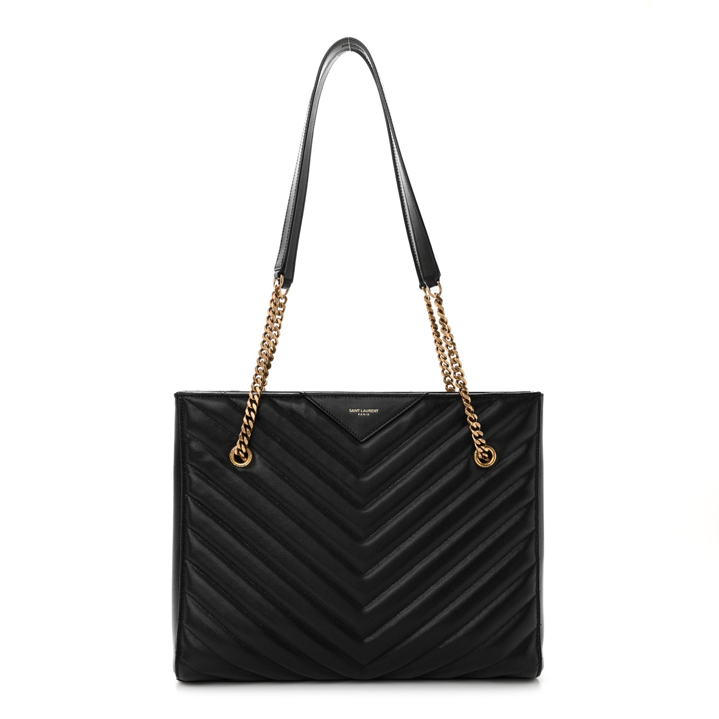 Grain de Poudre Matelasse Chevron Medium Tribeca Shopping Bag Black