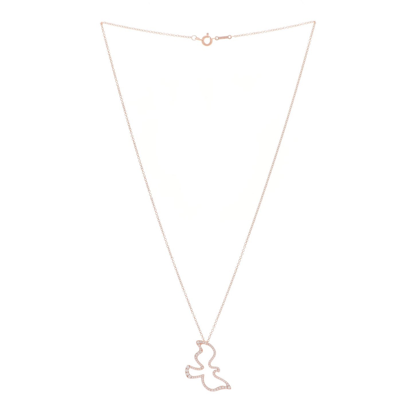 18K Rose Gold Diamond Paloma's Dove Pendant Necklace