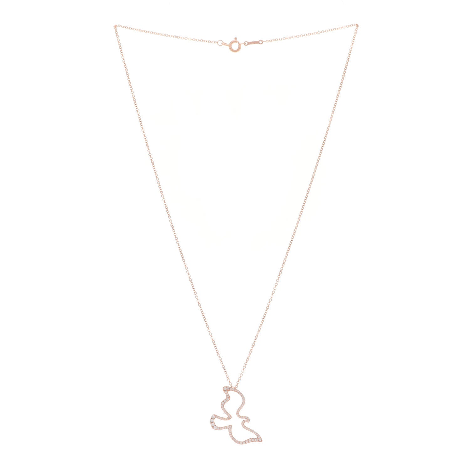 Tiffany 18K Rose Gold Diamond Paloma's Dove Pendant Necklace 3 of 5
