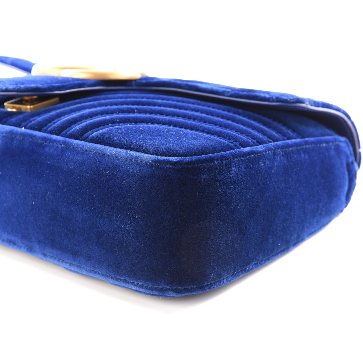 Velvet Matelasse Medium GG Marmont Shoulder Bag Cobalt Blue