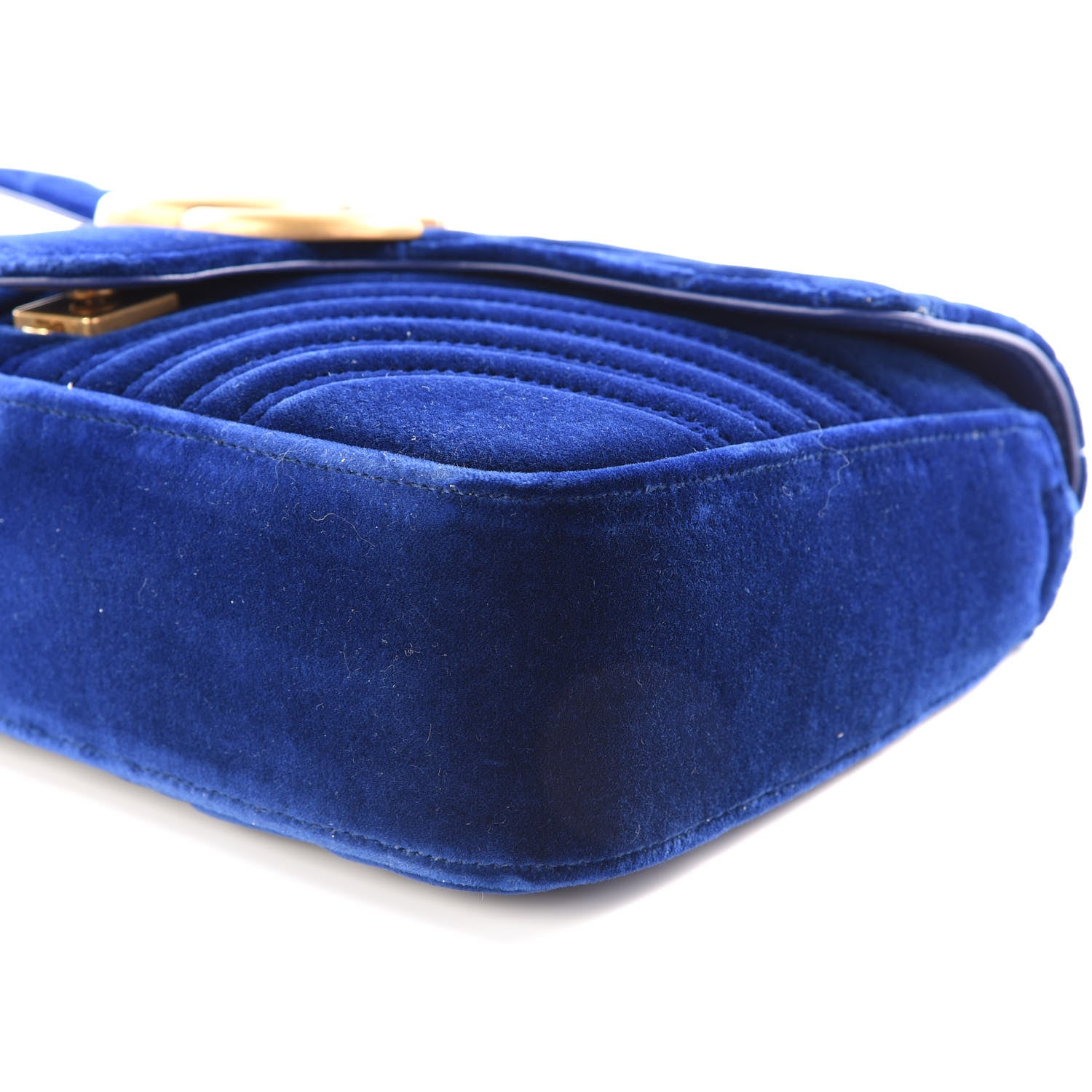 Gucci Velvet Matelasse Medium GG Marmont Shoulder Bag Cobalt Blue 6 of 8