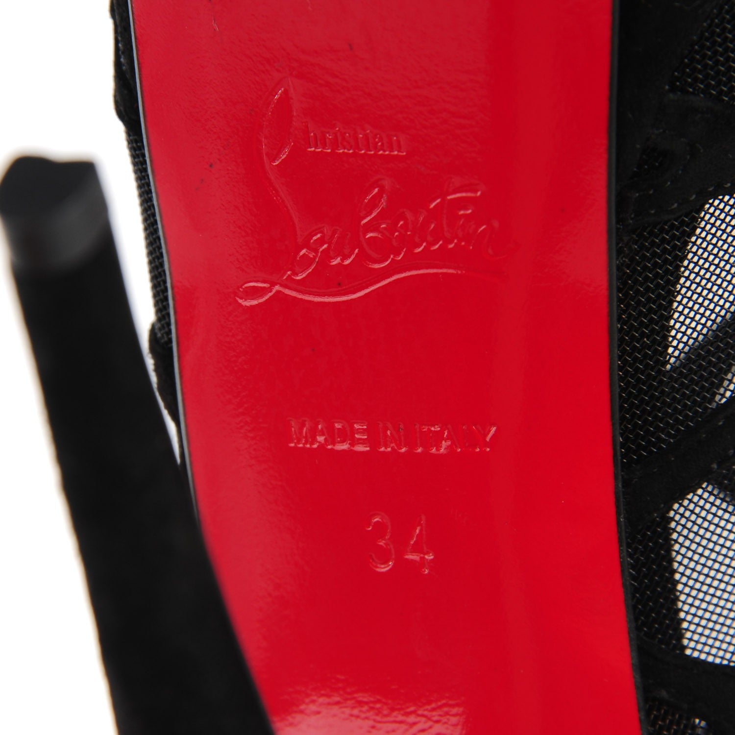 Christian Louboutin Suede Mesh Altarakna 150 Peep Toe Platform Booties 34 Black 6 of 13