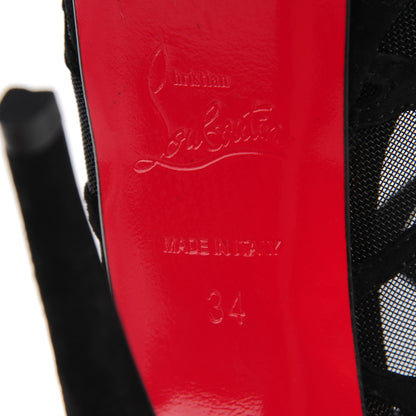Christian Louboutin Suede Mesh Altarakna 150 Peep Toe Platform Booties 34 Black 6 of 13