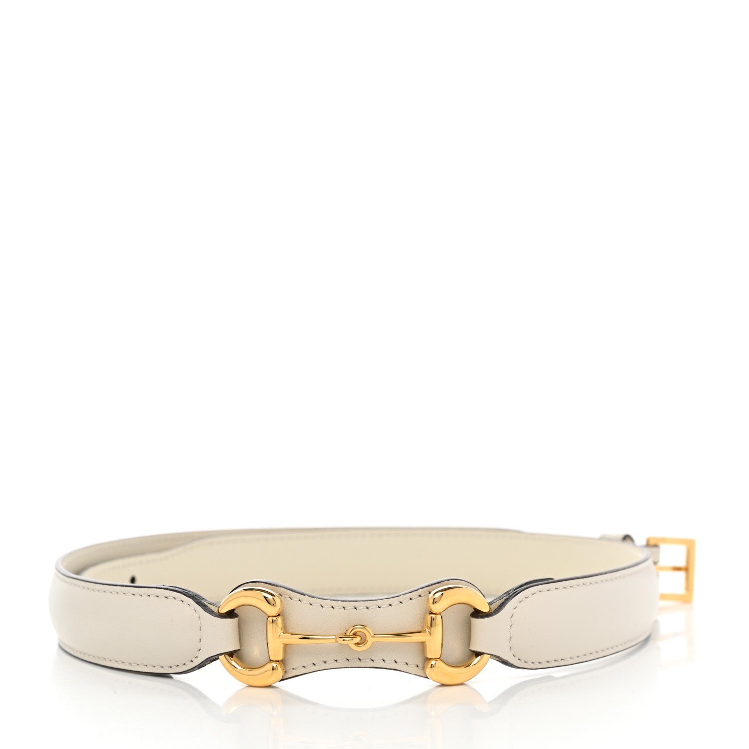 Gucci Efesto Leather Womens Horsebit 15/23mm Belt 80 32 Mystic White 1 of 6
