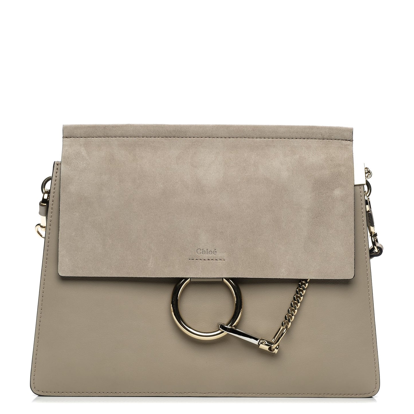 Calfskin Suede Medium Faye Shoulder Bag Motty Grey