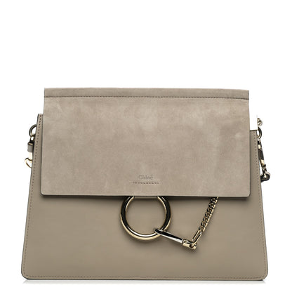Chloe Calfskin Suede Medium Faye Shoulder Bag Motty Grey 1 of 7