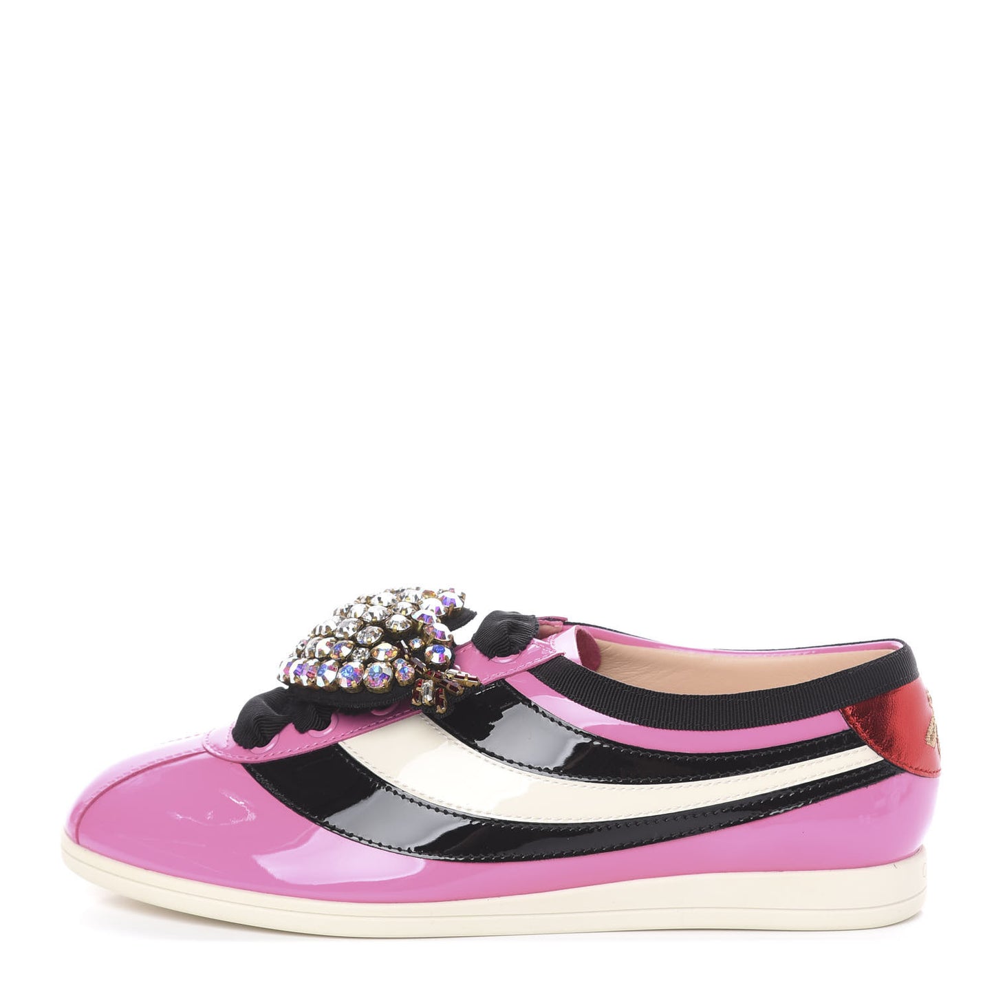 Patent Calfskin Crystal Womens Web Falacer Sneakers 36 Pink