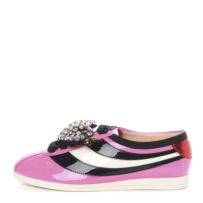 Gucci Patent Calfskin Crystal Womens Web Falacer Sneakers 36 Pink 1 of 11
