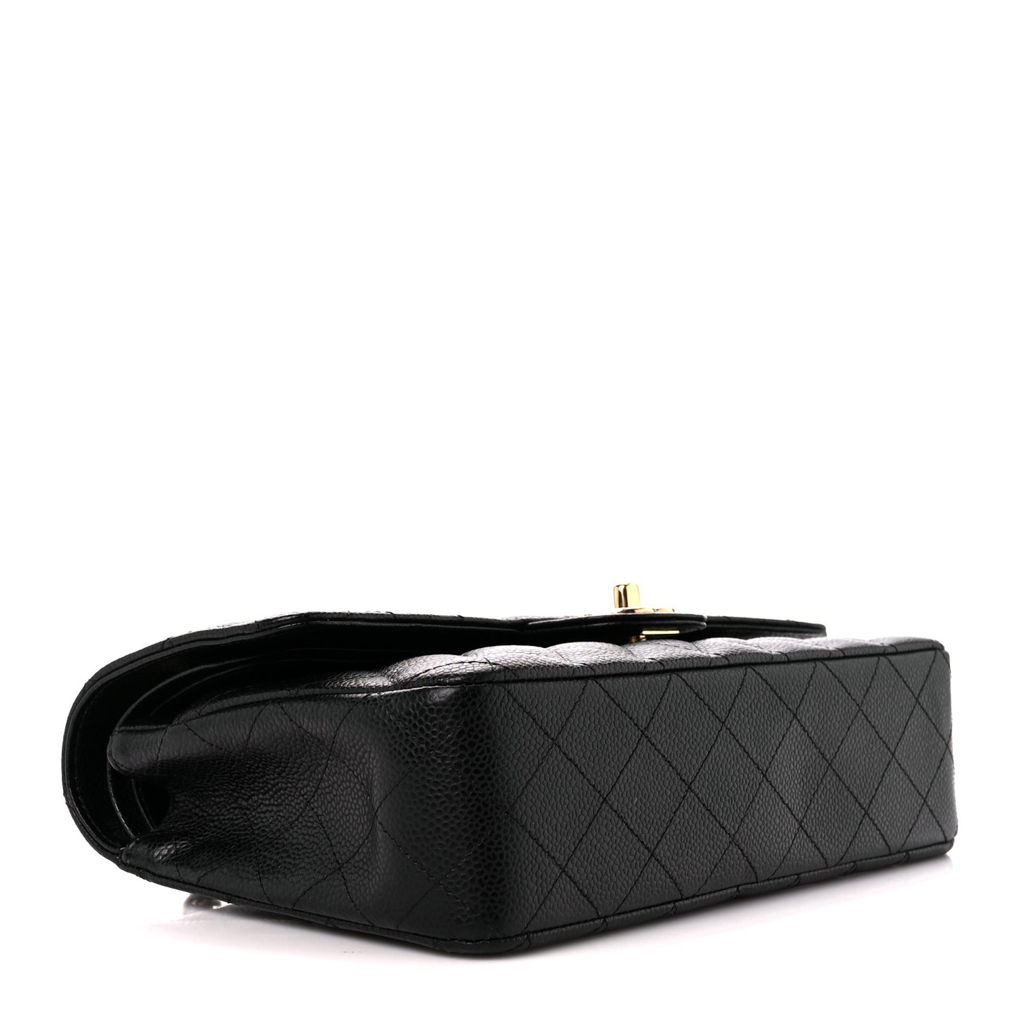 Caviar Quilted Medium Double Flap Black