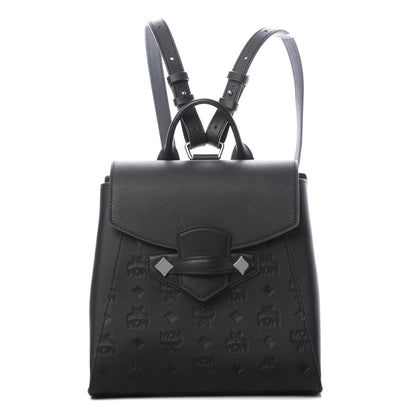 MCM Calfskin Essential Monogram Small Backpack Black 1 of 9