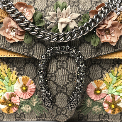 Gucci GG Supreme Monogram Snakeskin Flower Embroidered Medium Dionysus Shoulder Bag Beige Yellow 8 of 10