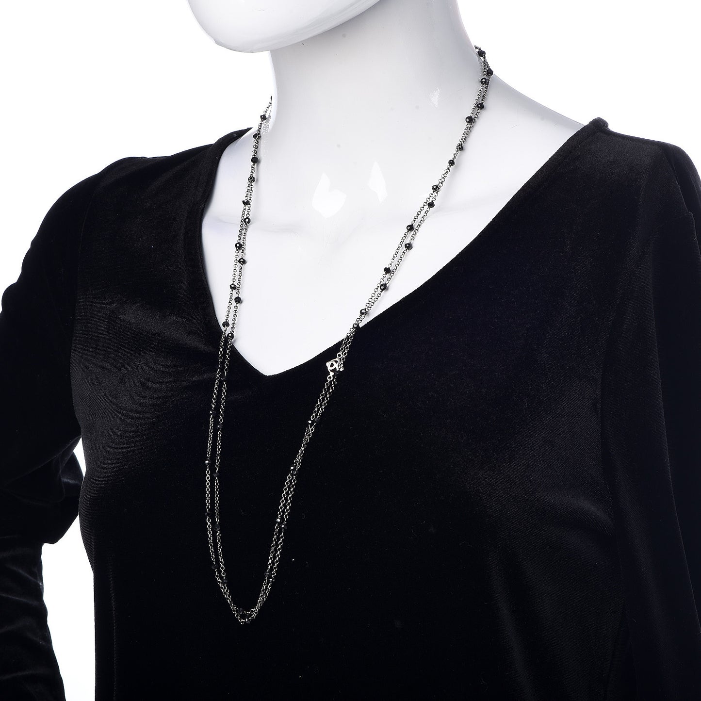 Sterling Silver Black Onyx Station Chain Necklace