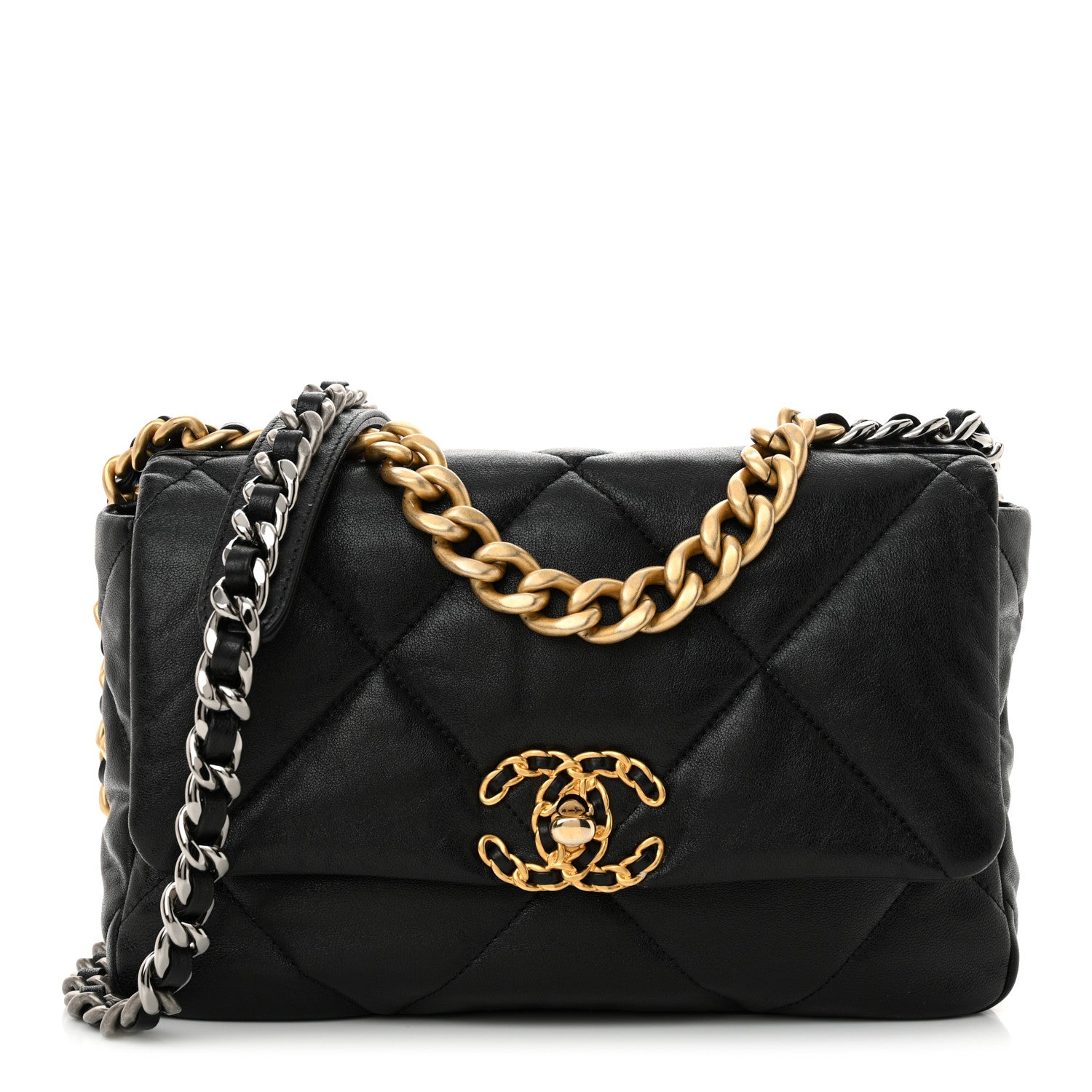 Chanel Shiny Goatskin Quilted Medium Chanel 19 Flap Black 1 of 11