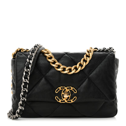 Chanel Shiny Goatskin Quilted Medium Chanel 19 Flap Black 1 of 11