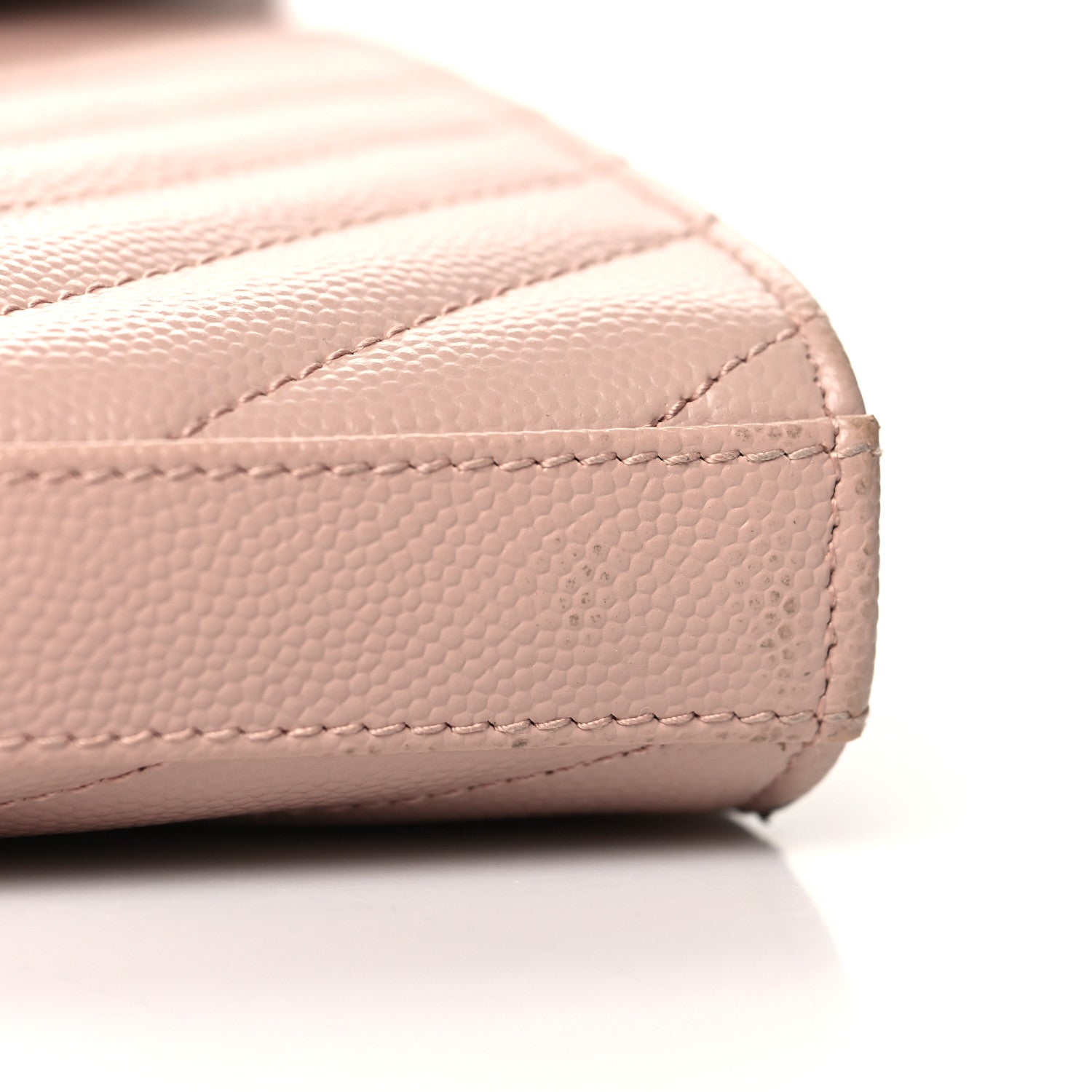 Saint Laurent Grain De Poudre Matelasse Chevron Monogram Chain Wallet Pale Blush 14 of 14