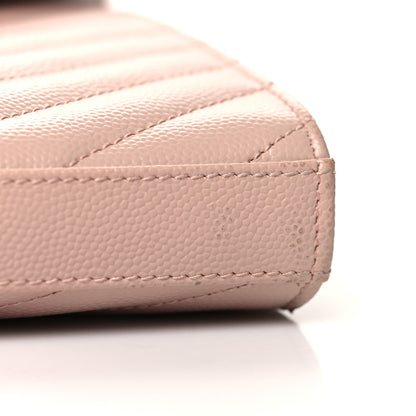Saint Laurent Grain De Poudre Matelasse Chevron Monogram Chain Wallet Pale Blush 14 of 14