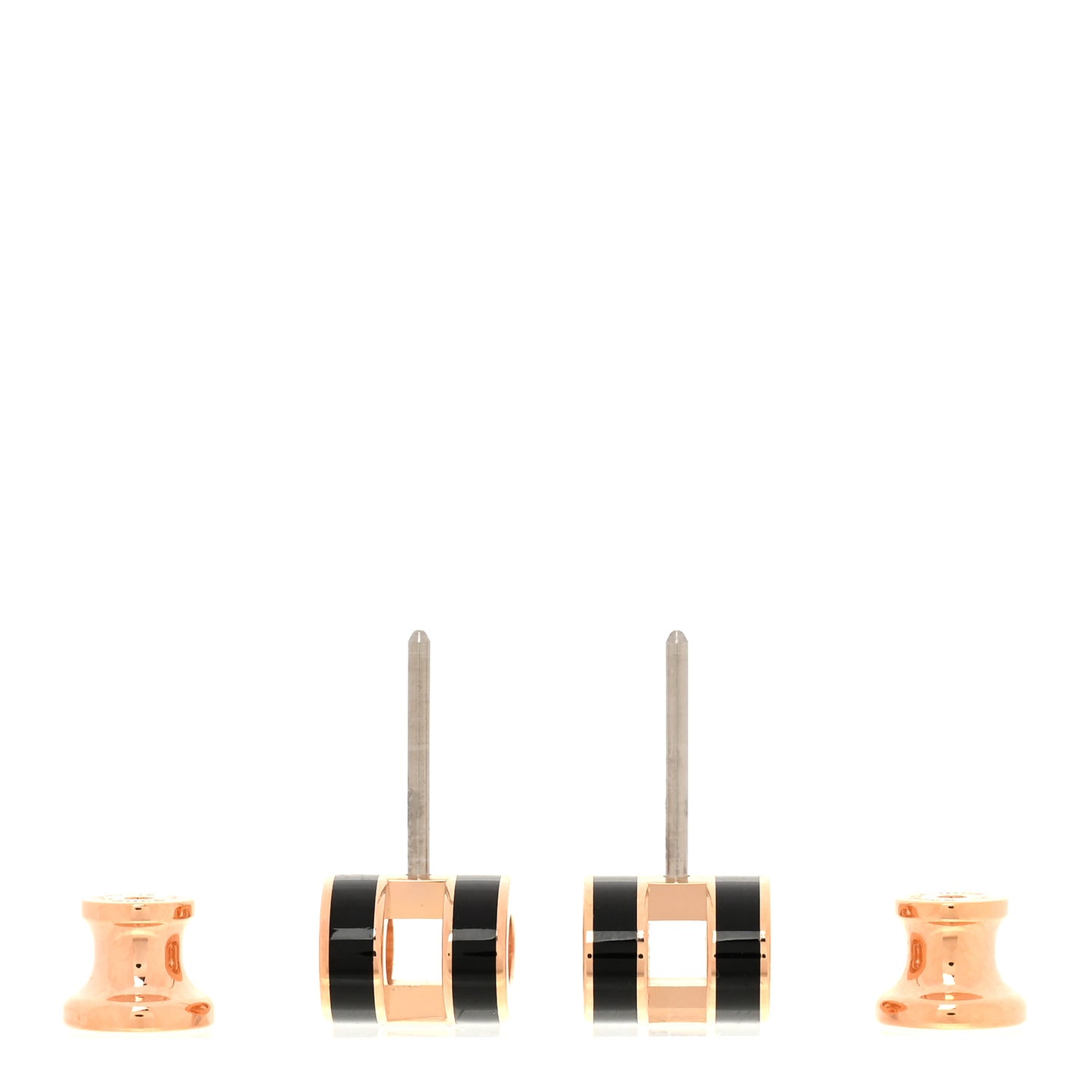 Rose Gold Lacquered Mini Pop H Earrings Black