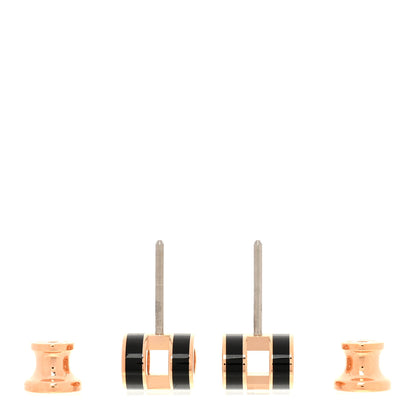 Hermes Rose Gold Lacquered Mini Pop H Earrings Black 3 of 5