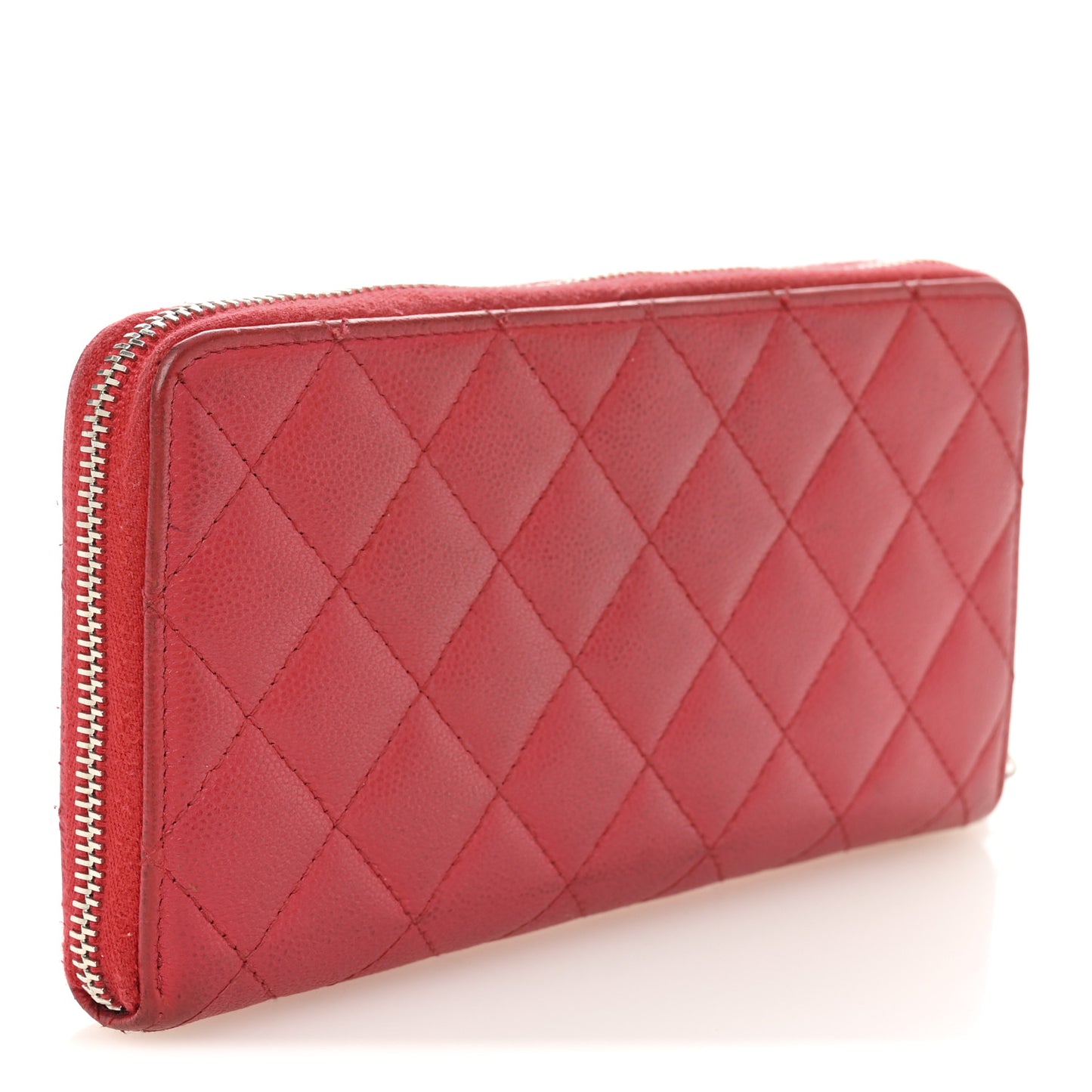 Caviar Quilted Large Gusset Zip Around Wallet Fuchsia