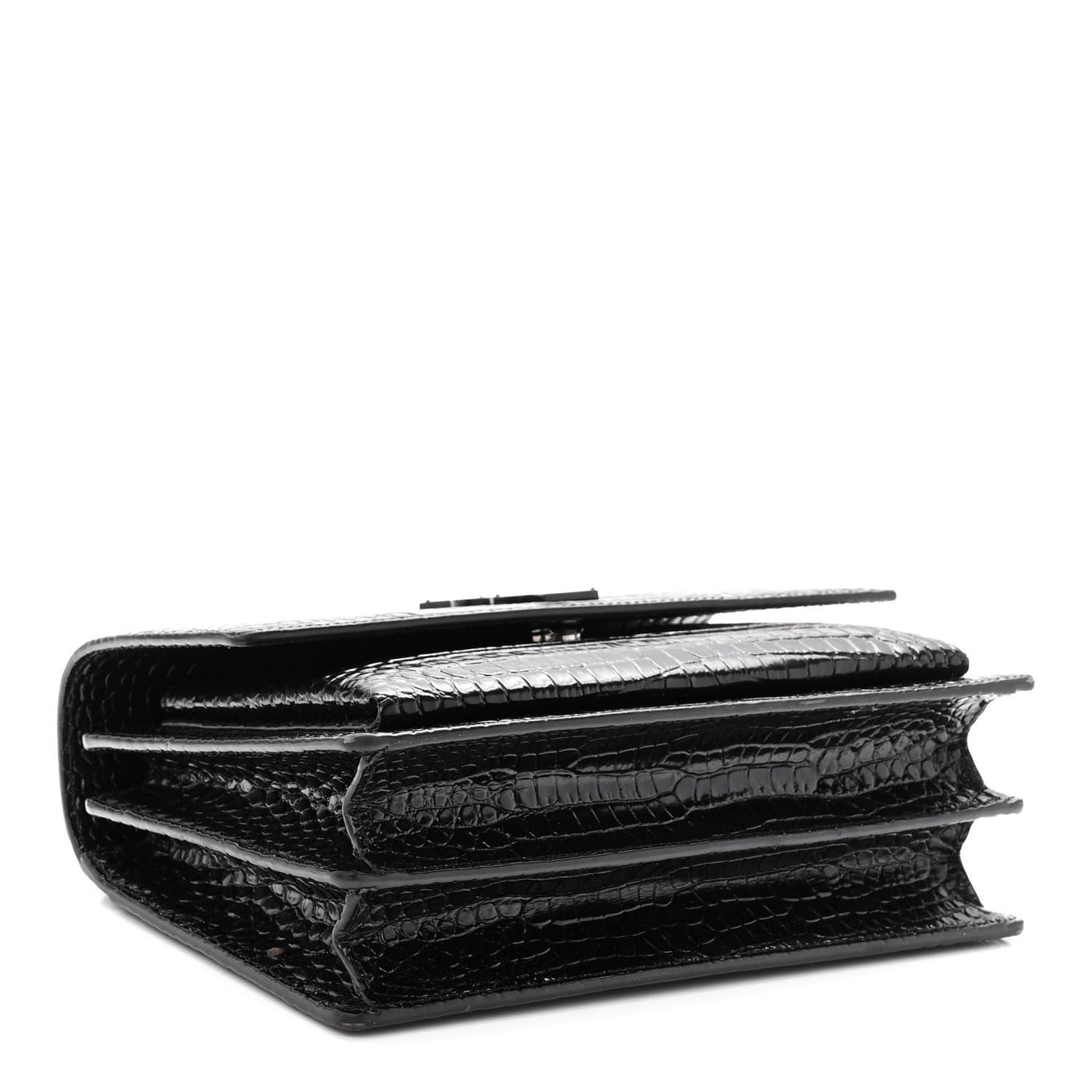 Calfskin Crocodile Embossed Medium Monochrome Monogram Sunset Black