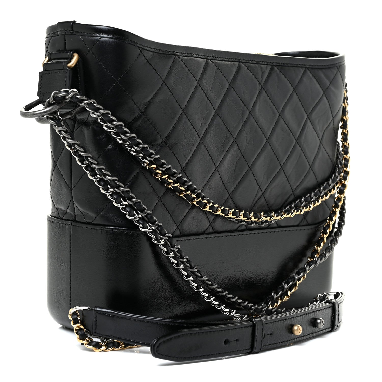 Chanel Aged Calfskin Quilted Medium Gabrielle Hobo Black 3 of 11
