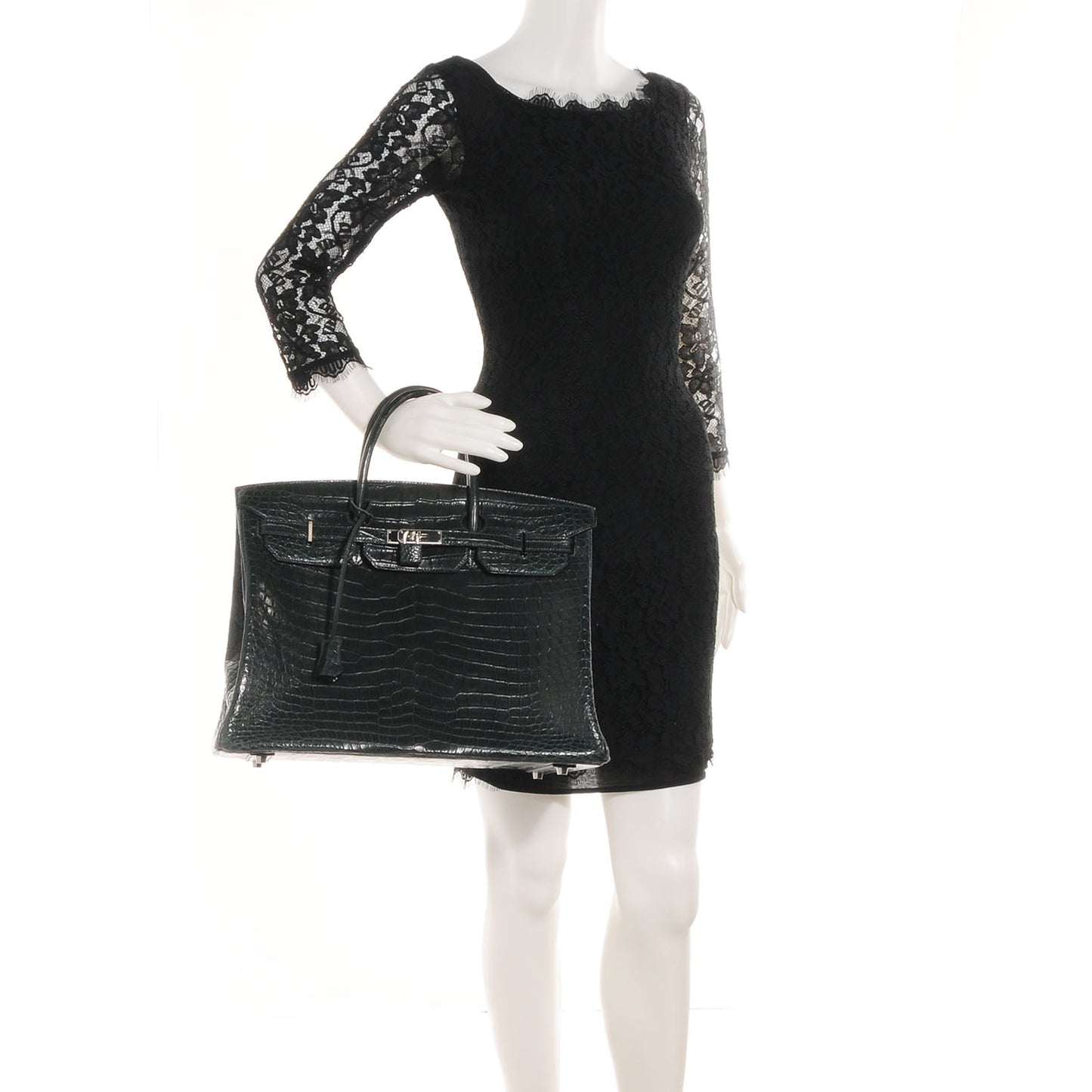 Matte Porosus Crocodile Birkin 40 Vert Fonce