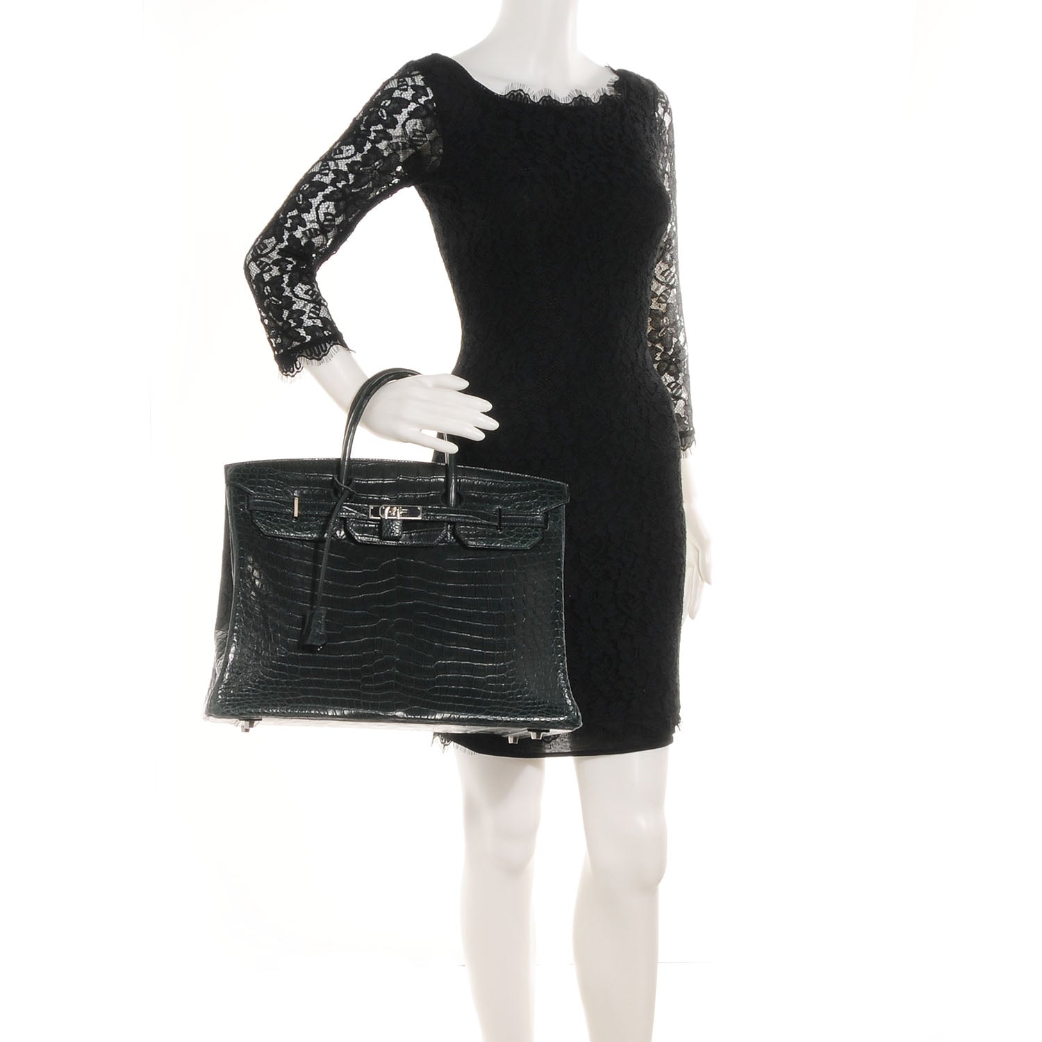 Hermes Matte Porosus Crocodile Birkin 40 Vert Fonce 2 of 10