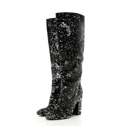 Louis Vuitton Sequin Donna High Boots 39 Black 3 of 9