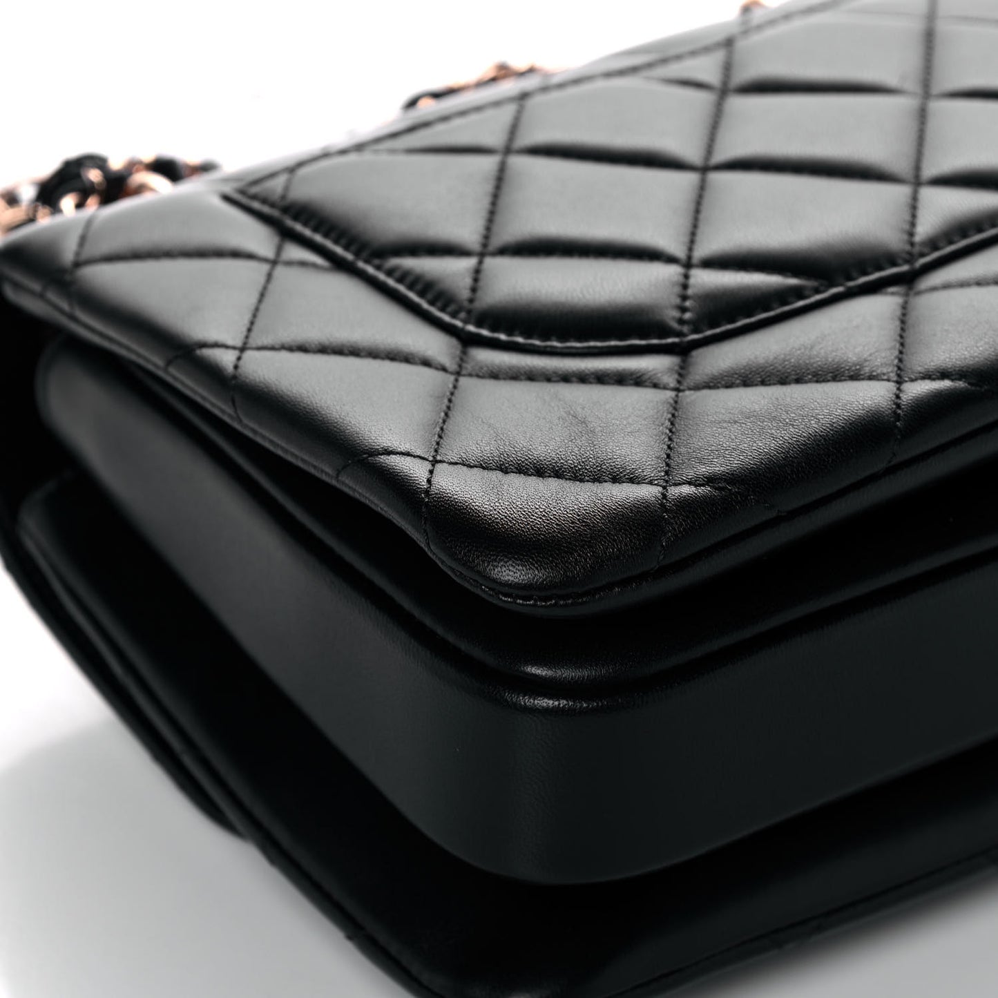 Lambskin Quilted Small Trendy CC Dual Handle Flap Bag Black