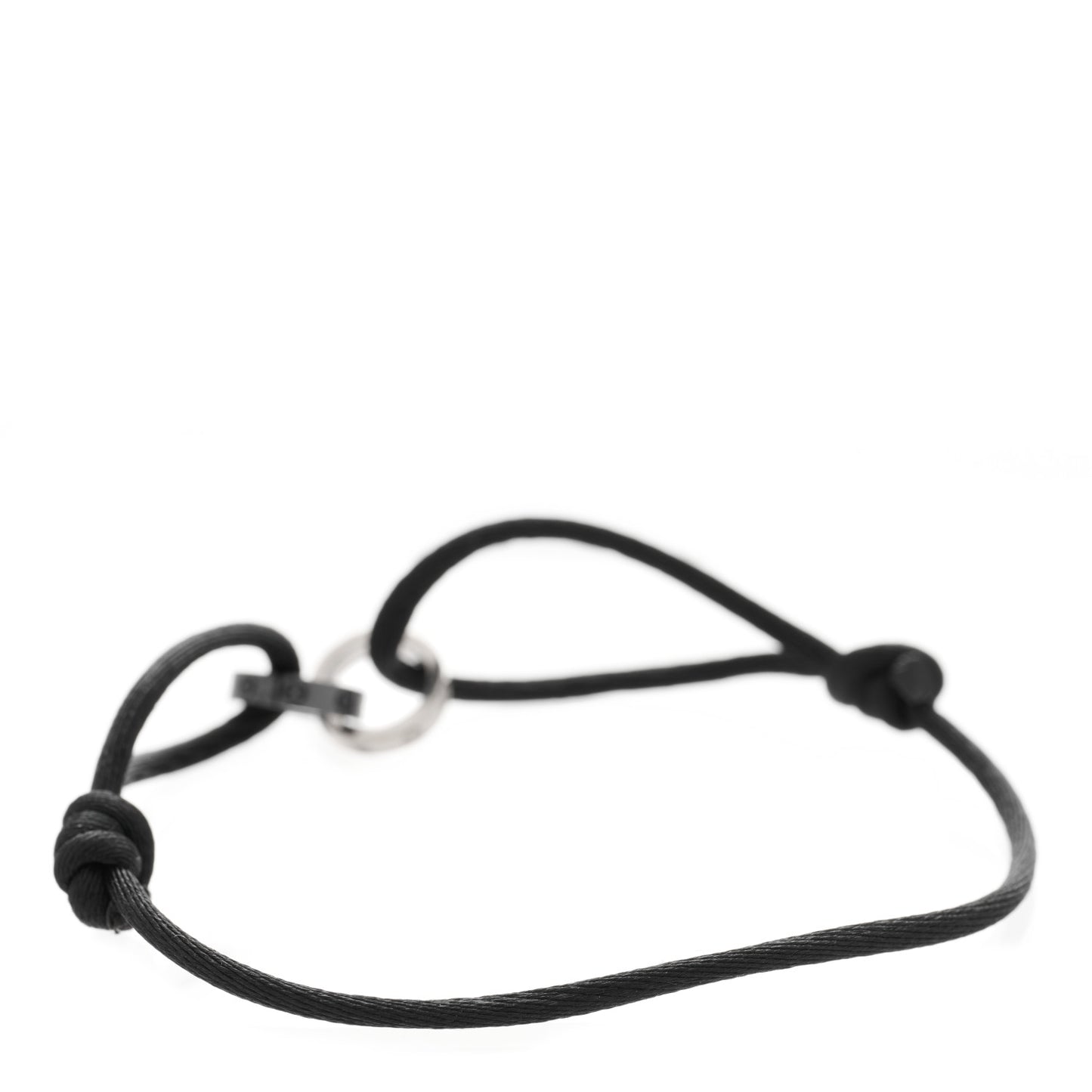 18K White Gold Ceramic 4 Diamond LOVE Cord Bracelet Black