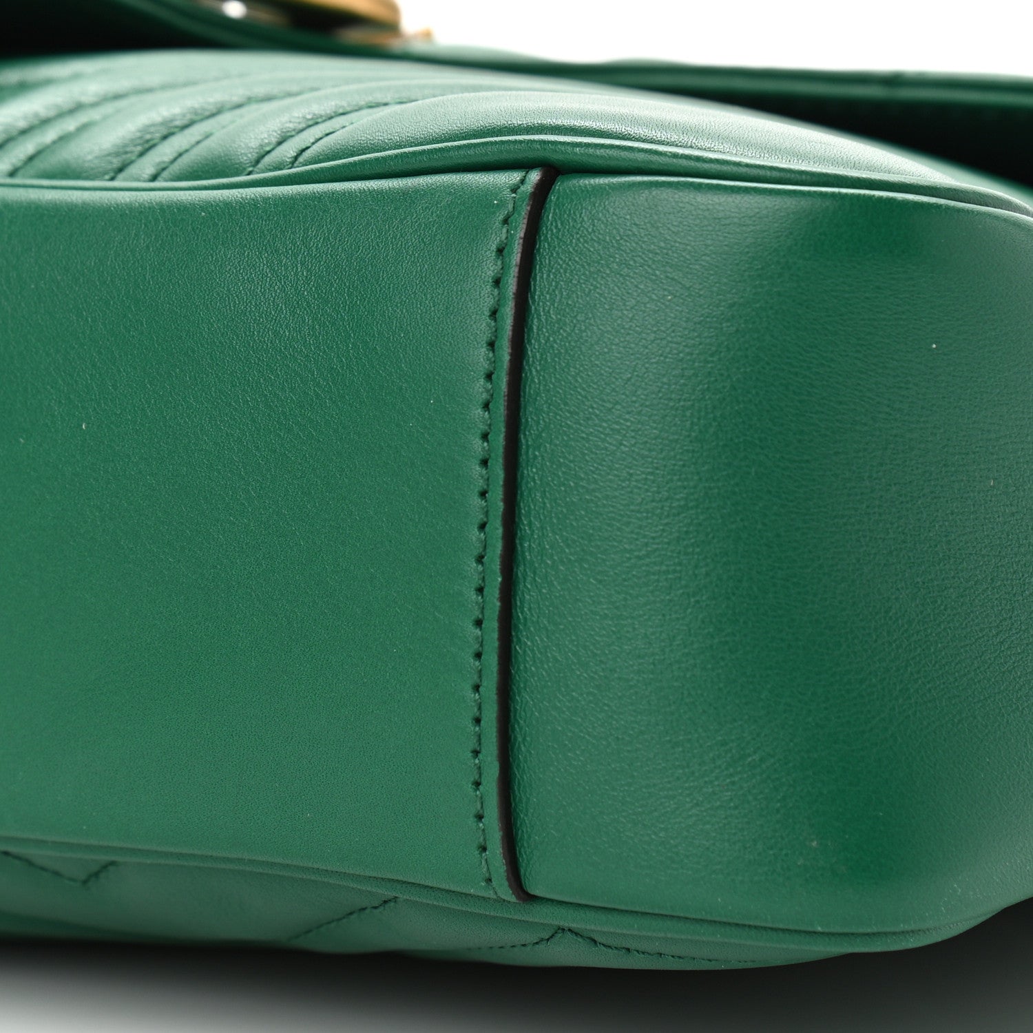 Gucci Calfskin Matelasse Medium GG Marmont Shoulder Bag Emerald Green 10 of 11