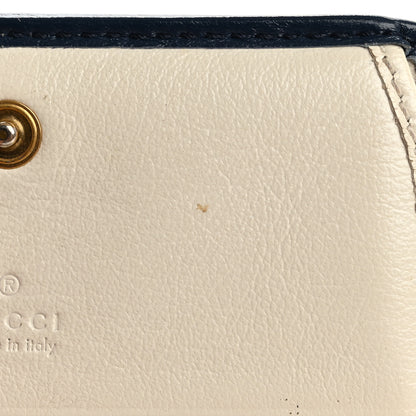 Gucci Vintage Effect Calfskin Matelasse Diagonal Torchon GG Marmont Card Case Wallet Mystic White Blue Agata 9 of 13