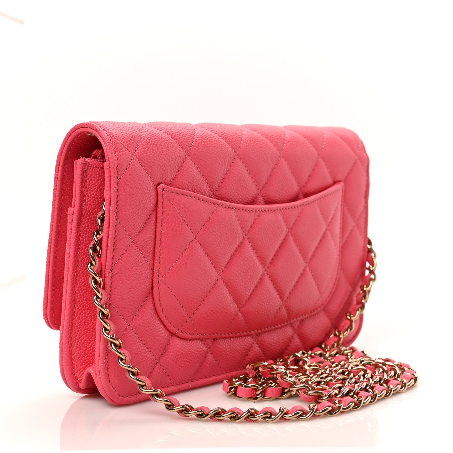 Caviar Quilted Wallet on Chain WOC Pink