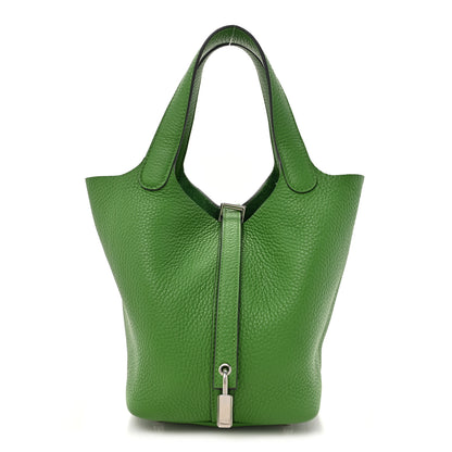 Hermes Taurillon Clemence Picotin Lock 18 PM Vert Yucca 1 of 13
