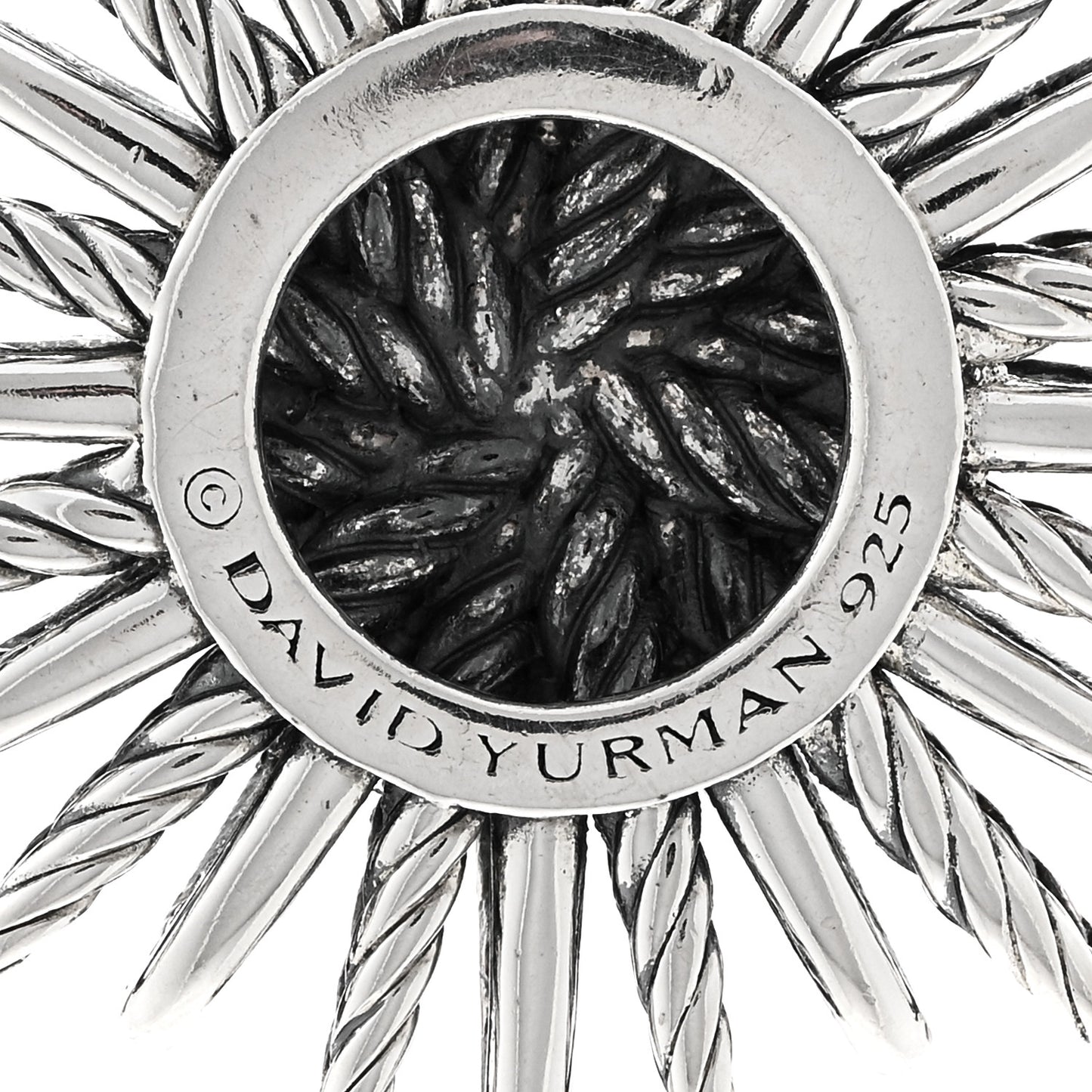 Sterling Silver Diamond Large Starburst Pendant Necklace