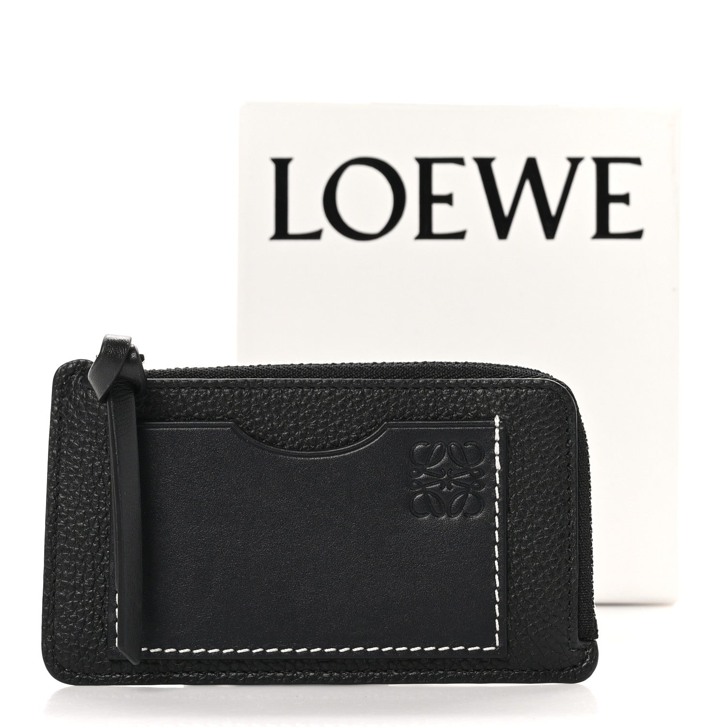 Loewe Soft Grained Calfskin Coin Card Holder Black 9 of 9