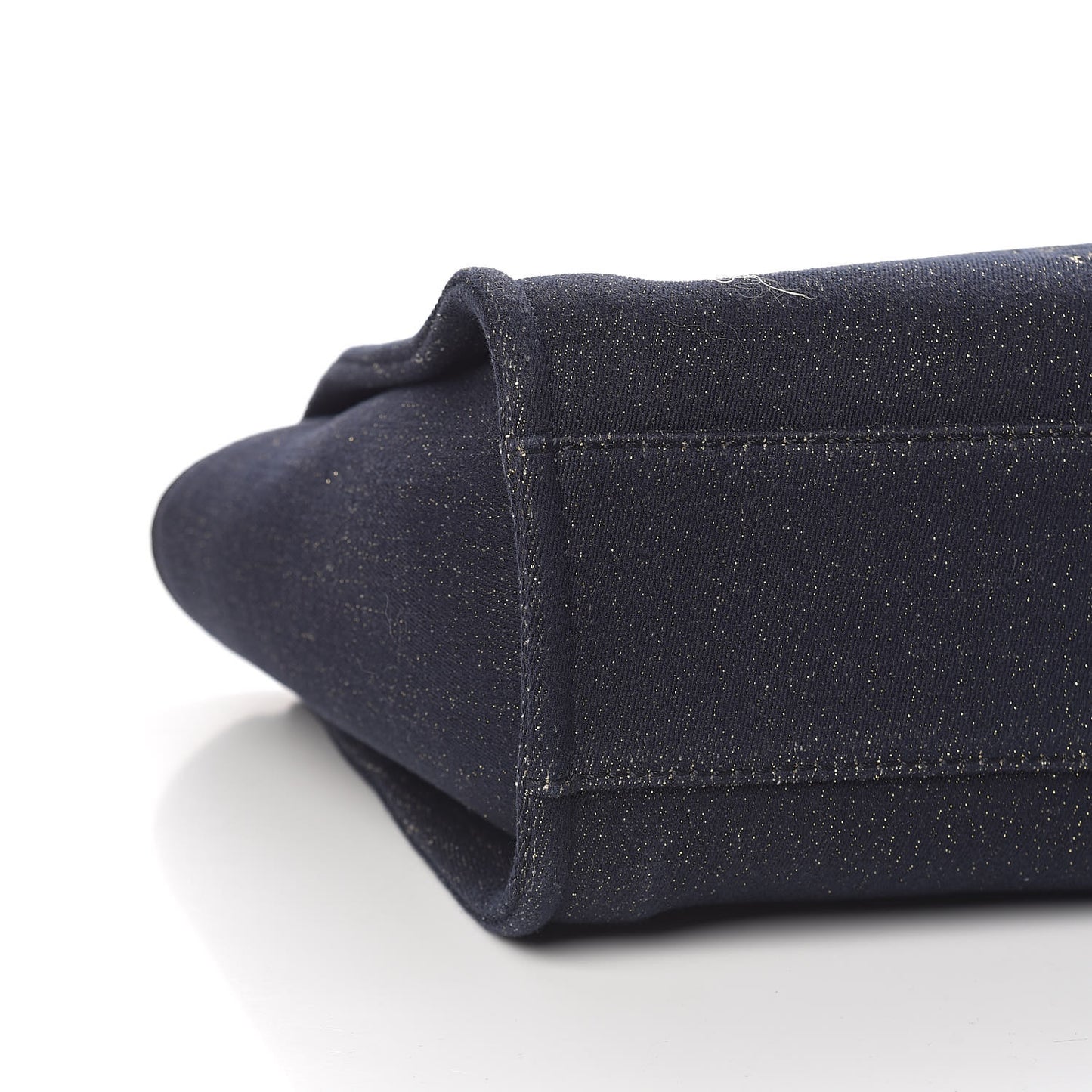 Lurex Canvas Small Deauville Tote Navy Blue Gold