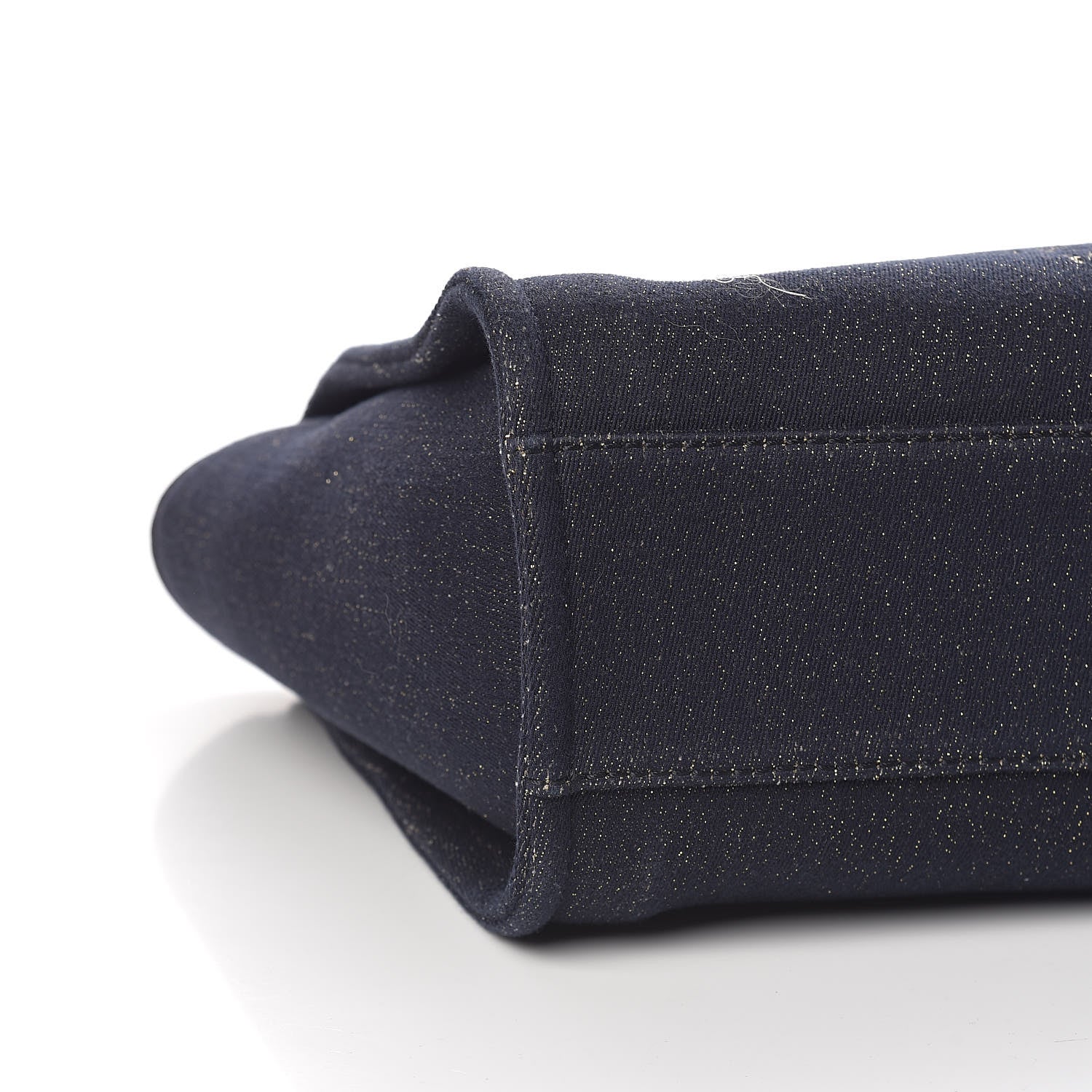 Chanel Lurex Canvas Small Deauville Tote Navy Blue Gold 8 of 11