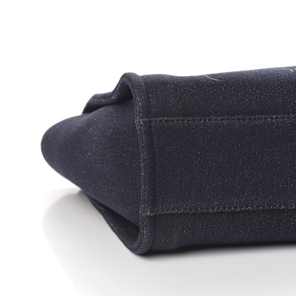 Chanel Lurex Canvas Small Deauville Tote Navy Blue Gold 8 of 11