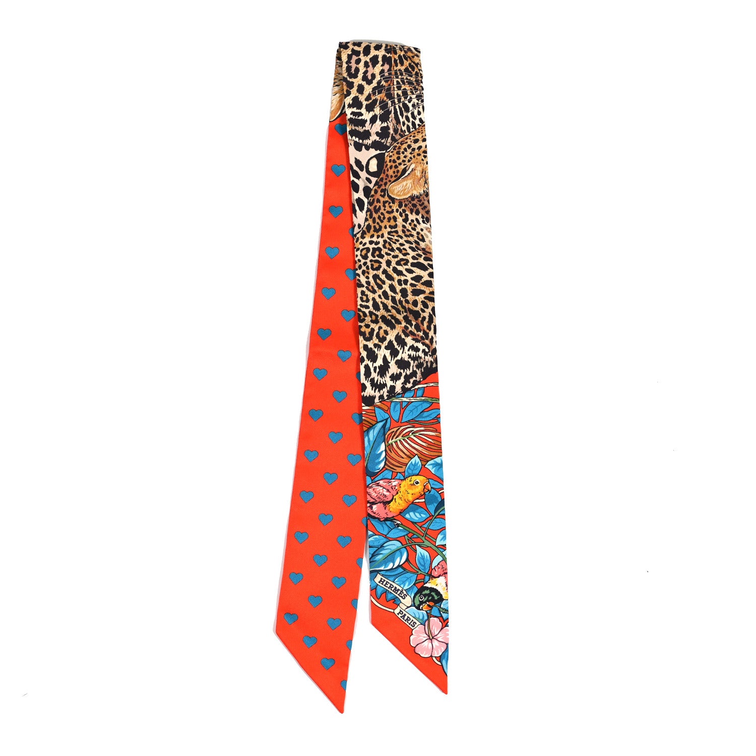 Hermes Silk Jungle Love Love Twilly Orange Bleu Brun 2 of 3
