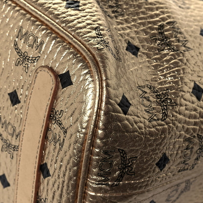 MCM Metallic Visetos Medium Liz Reversible Shopper Tote Gold 10 of 19