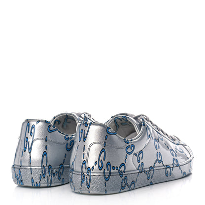 Gucci Miro Rubber Wax GucciGhost Print Mens New Ace Sneakers 8 Silver 4 of 10
