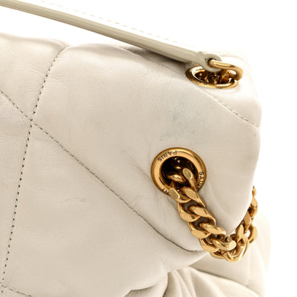 Saint Laurent Lambskin Quilted Medium Loulou Puffer Monogram Chain Satchel Crema Soft 17 of 19