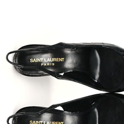 Saint Laurent Patent Crocodile Embossed Opyum 110 Slingback Pumps 37 Black 8 of 10